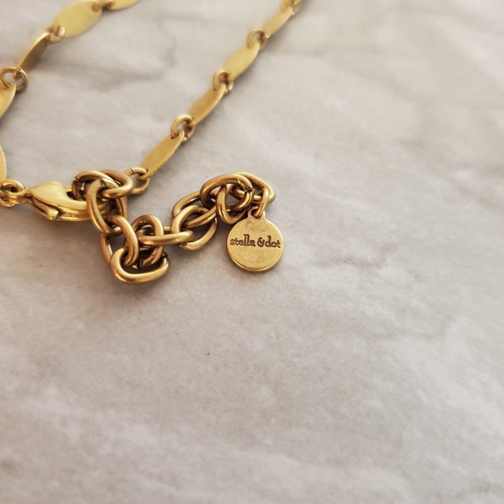 ✨ Stella and Dot Labradorite Artisan Druzy Beaded Stone Pave Rhinestone Pendant - Picture 7 of 14